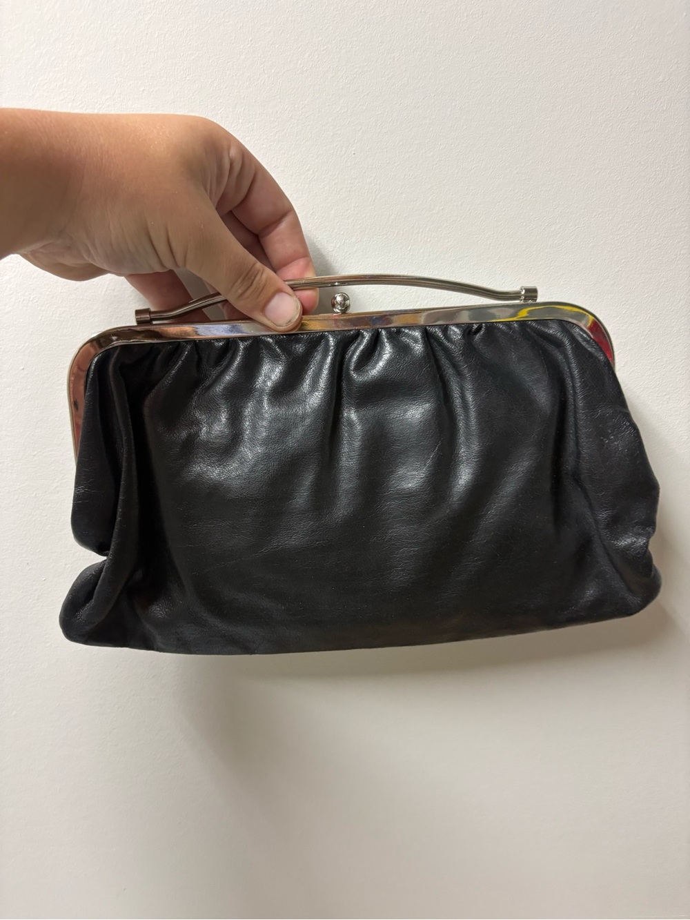 Classic Reversible Black/Grey Leather Clutch